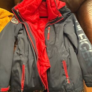 Tommy Hilfiger navy and Red double layered coat